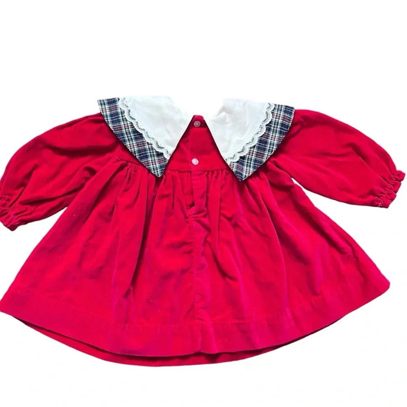 Vintage Red Velvet Bib Christmas Top Size 12 Months - Picture 4 of 6